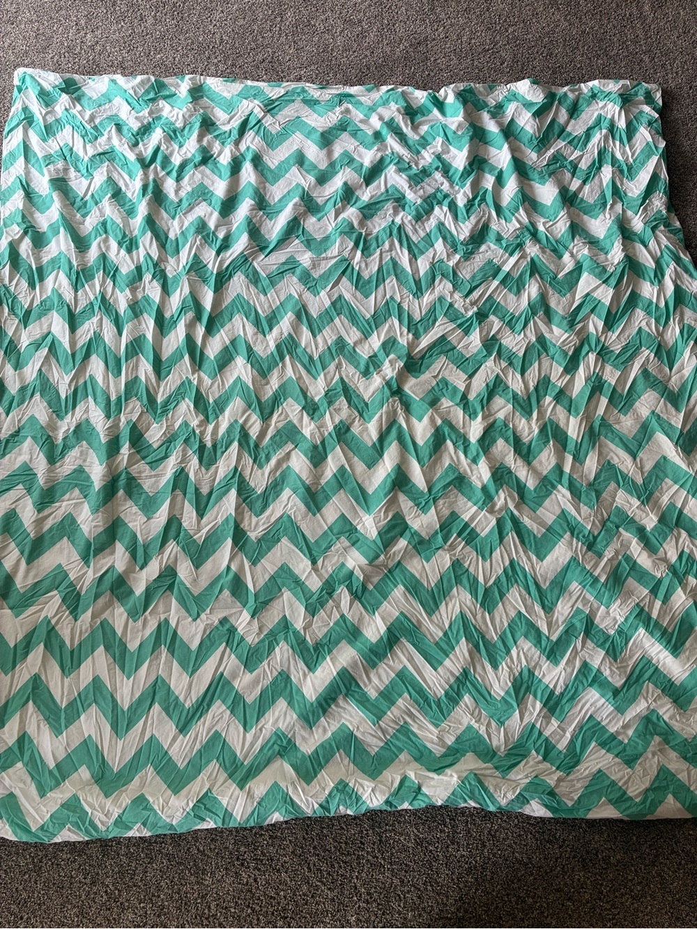 Pottery Barn Teen Queen Duvet Cover Teal and White Chevron